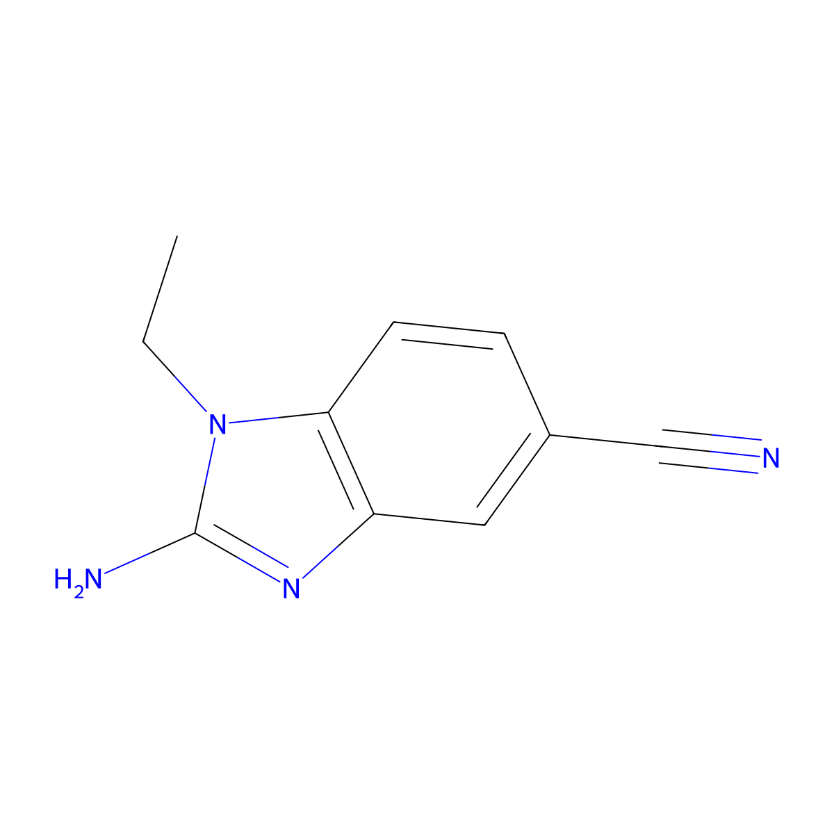 2-amino-1-ethyl-1H-1,3-benzodiazole-5-carbonitrile molecular structure, CAS 1379351-42-4