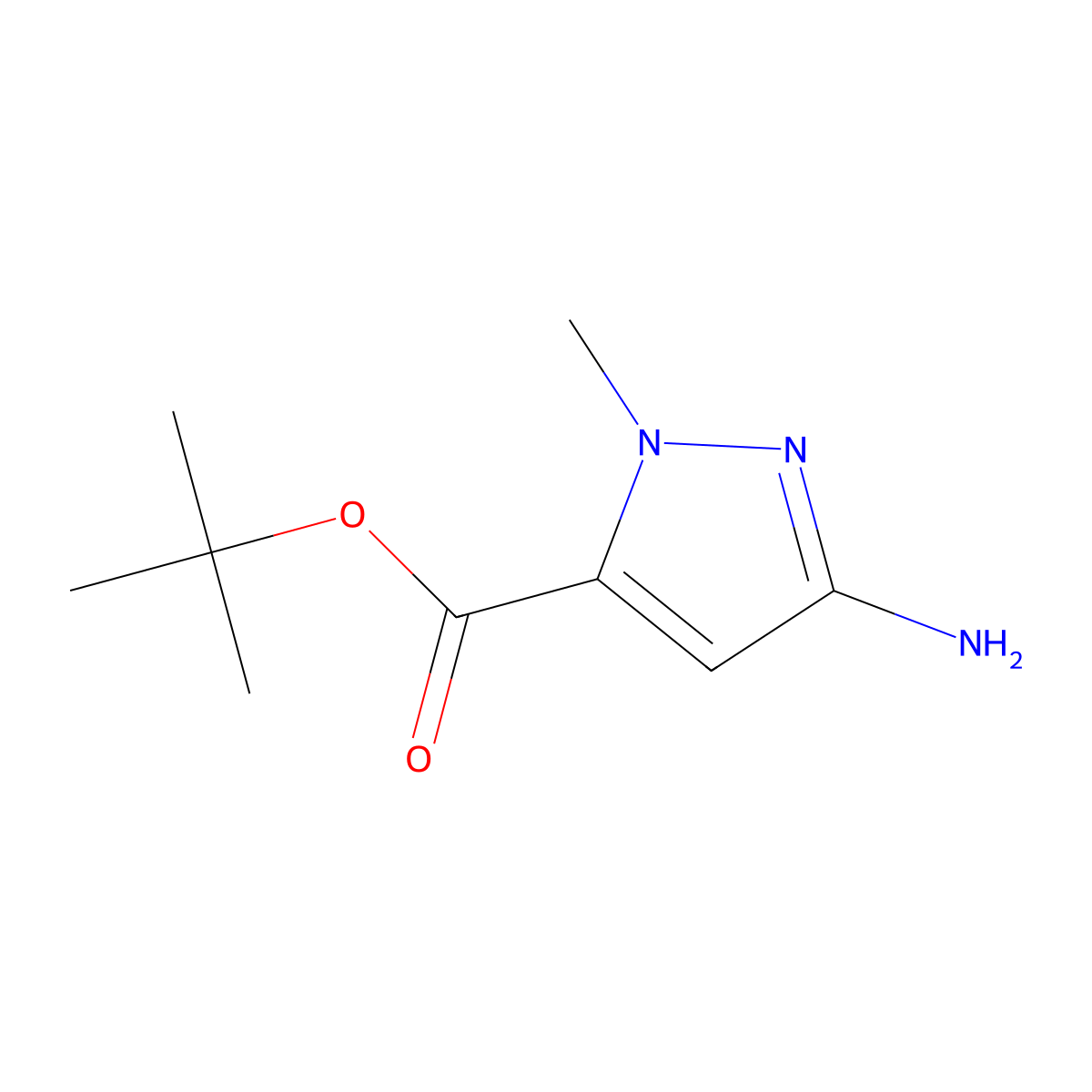 tert-butyl 3-amino-1-methyl-1H-pyrazole-5-carboxylate molecular structure, CAS 1379353-30-6