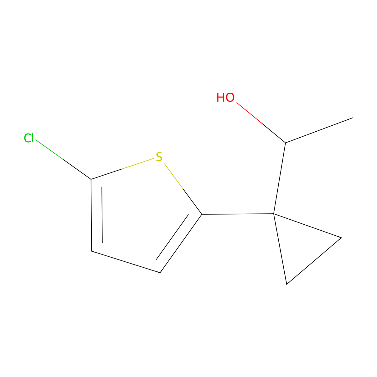 1-[1-(5-Chlorothiophen-2-yl)cyclopropyl]ethan-1-ol molecular structure, CAS 1379354-33-2