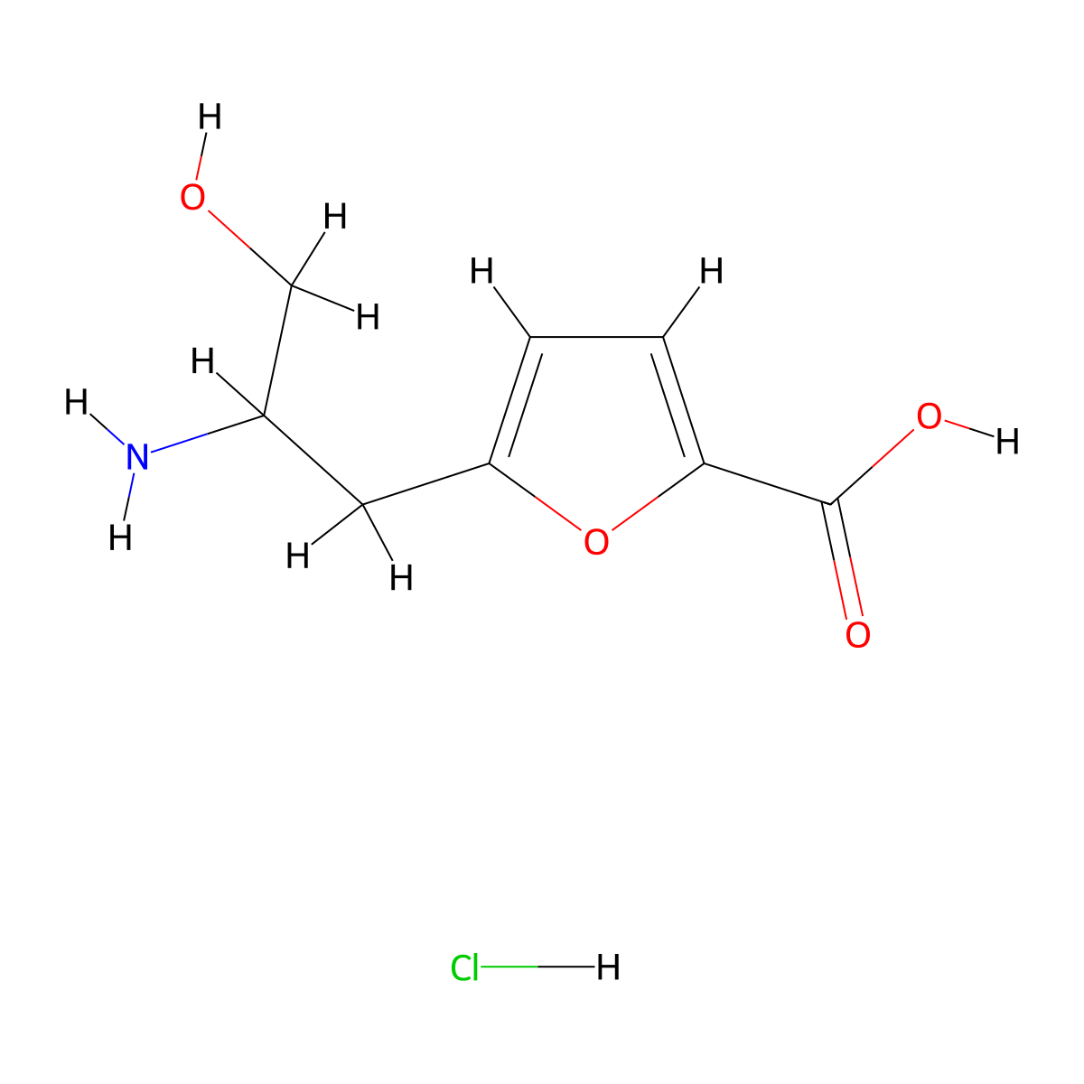 5-(2-Amino-3-hydroxypropyl)furan-2-carboxylic acid hydrochloride molecular structure, CAS 1379354-52-5
