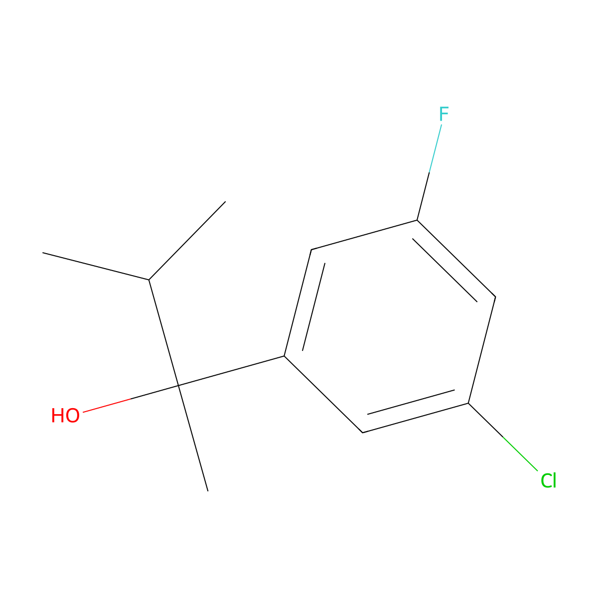 2-(3-Chloro-5-fluorophenyl)-3-methylbutan-2-ol molecular structure, CAS 1379354-61-6
