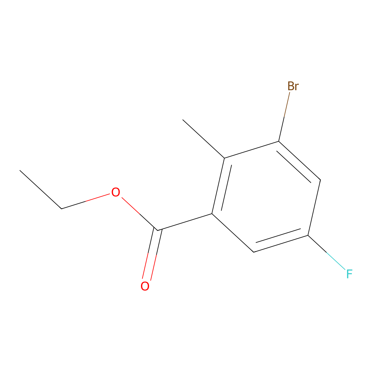 Ethyl 3-bromo-5-fluoro-2-methylbenzoate molecular structure, CAS 1379354-66-1