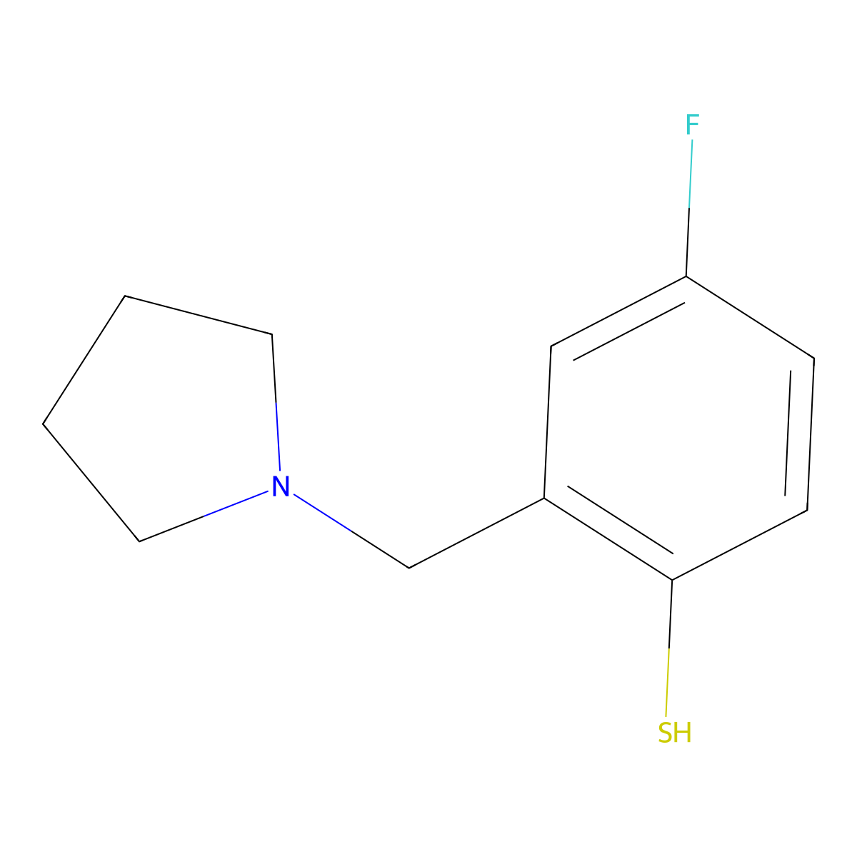 4-Fluoro-2-(pyrrolidin-1-ylmethyl)benzenethiol molecular structure, CAS 1379354-97-8