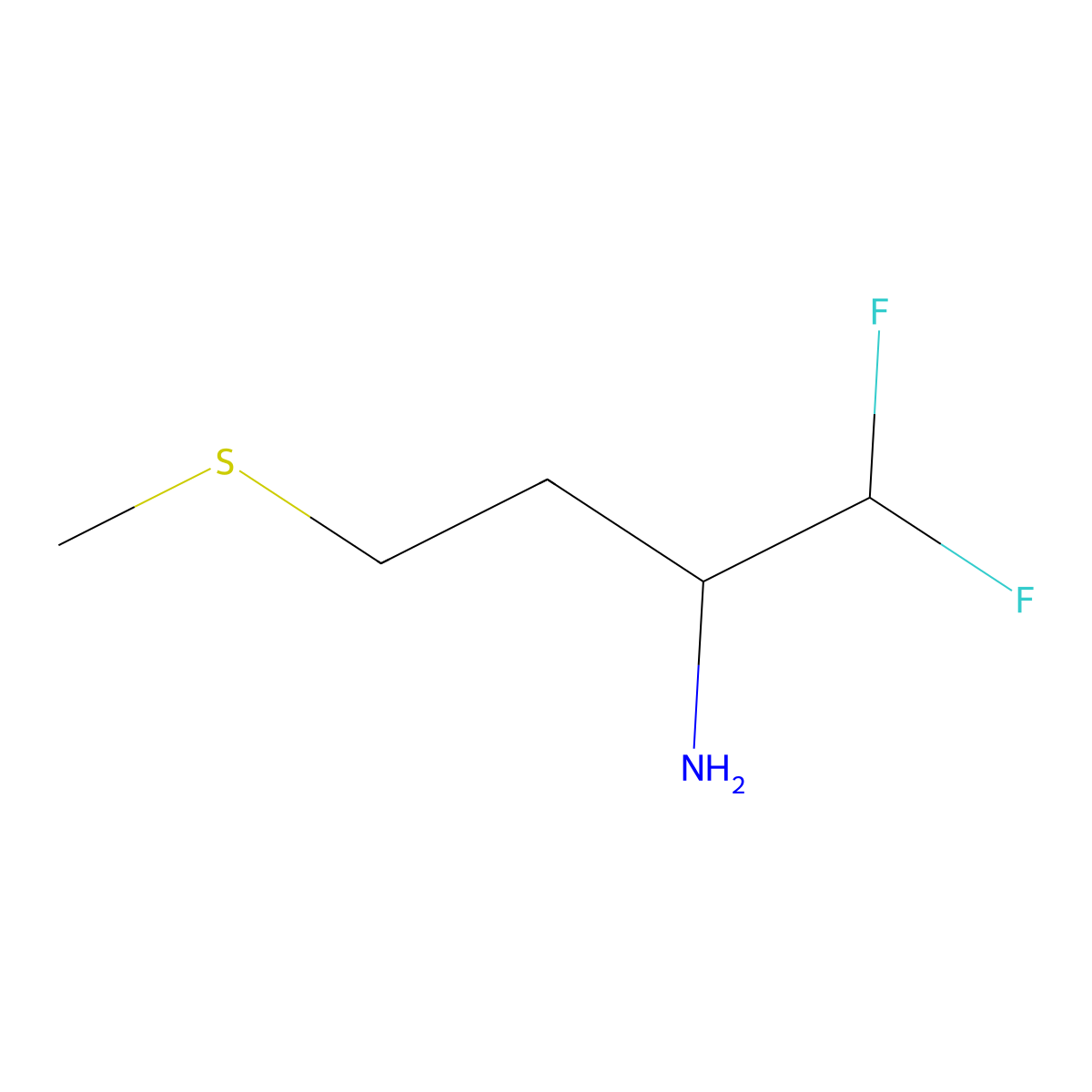 1,1-Difluoro-4-(methylsulfanyl)butan-2-amine molecular structure, CAS 1379355-07-3