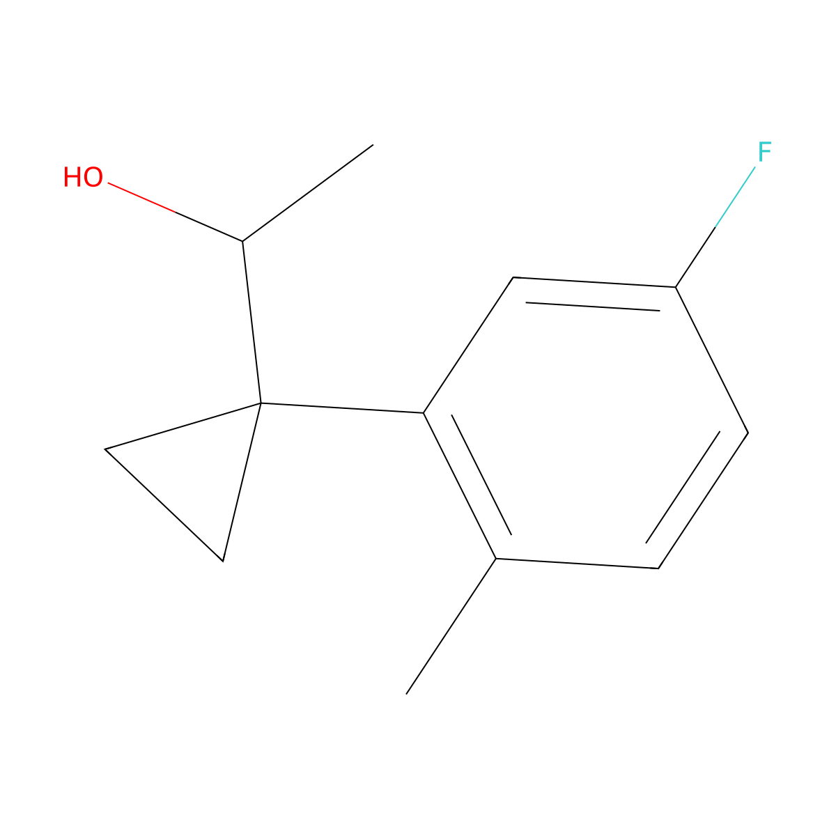 1-[1-(5-Fluoro-2-methylphenyl)cyclopropyl]ethan-1-ol molecular structure, CAS 1379355-81-3