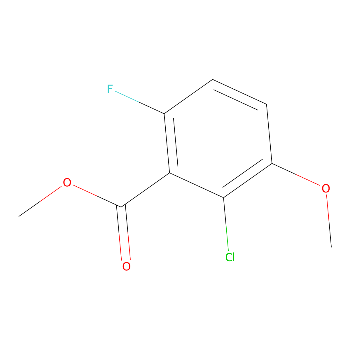 Methyl 2-chloro-6-fluoro-3-methoxybenzoate molecular structure, CAS 1379356-16-7