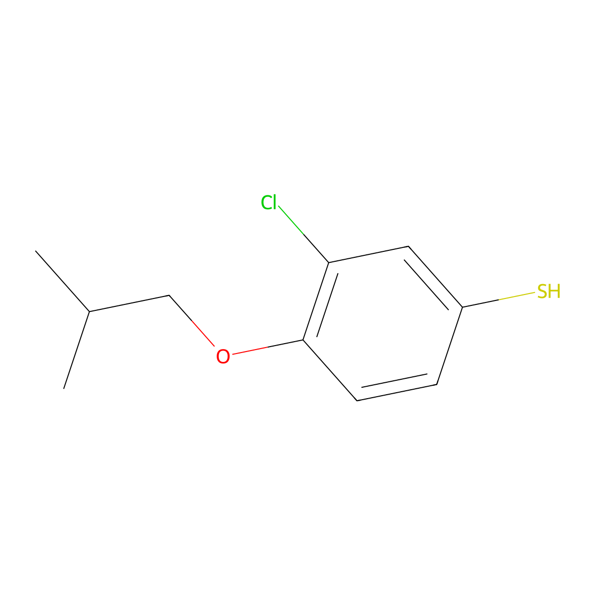 3-Chloro-4-isobutoxybenzenethiol molecular structure, CAS 1379356-25-8