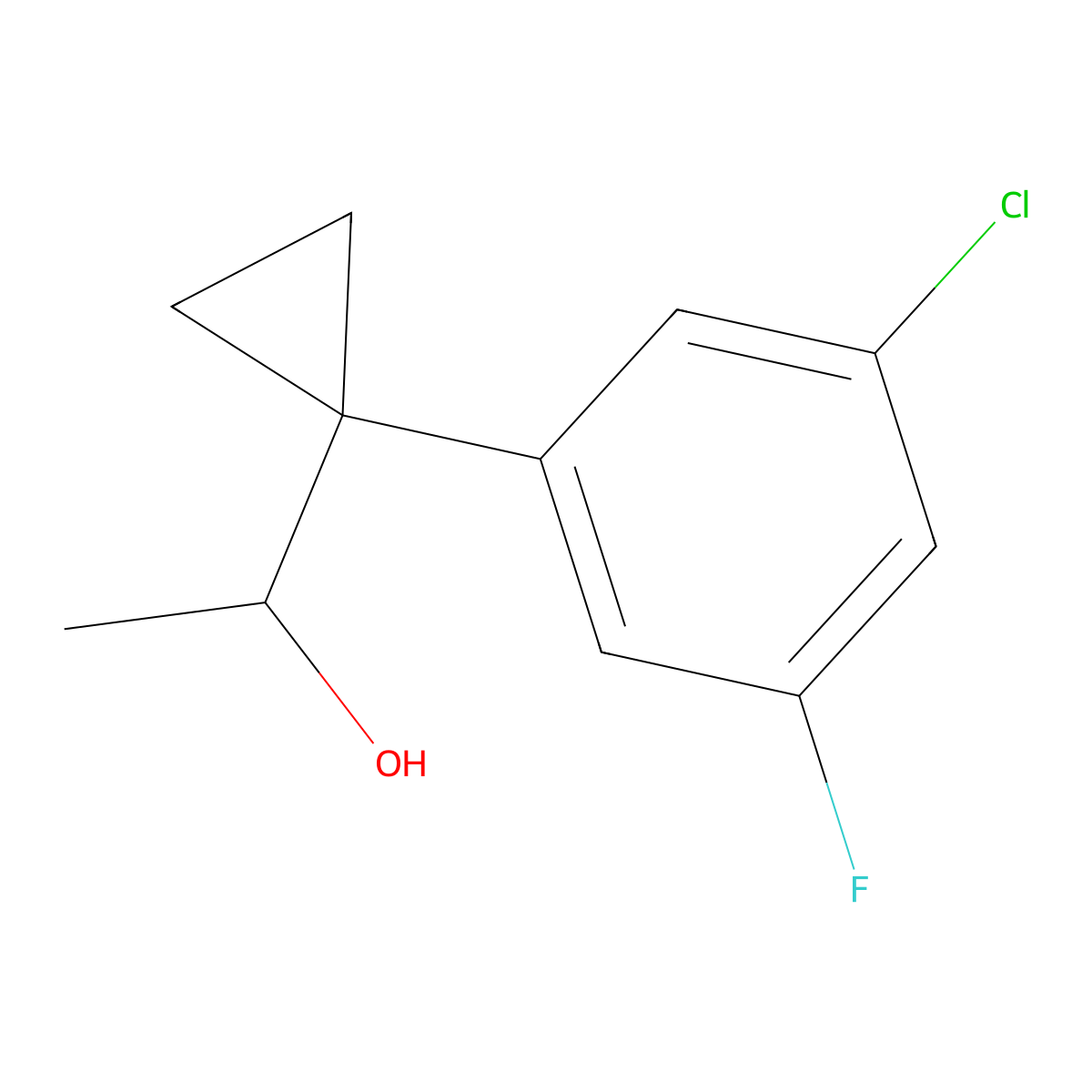 1-[1-(3-Chloro-5-fluorophenyl)cyclopropyl]ethan-1-ol molecular structure, CAS 1379357-86-4
