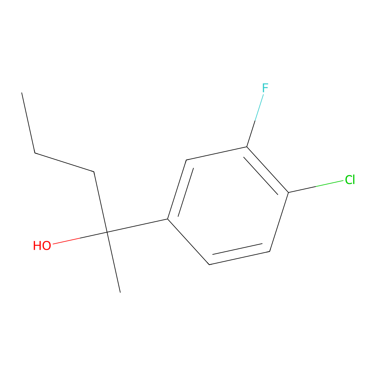 2-(4-Chloro-3-fluorophenyl)pentan-2-ol molecular structure, CAS 1379358-27-6
