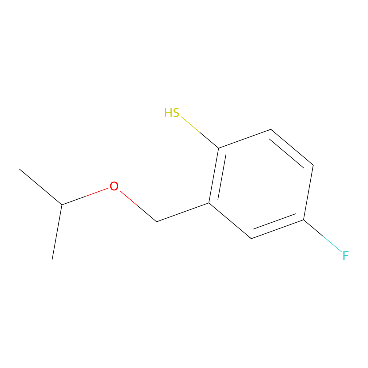 4-Fluoro-2-[(iso-propyloxy)methyl]thiophenol molecular structure, CAS 1379358-41-4