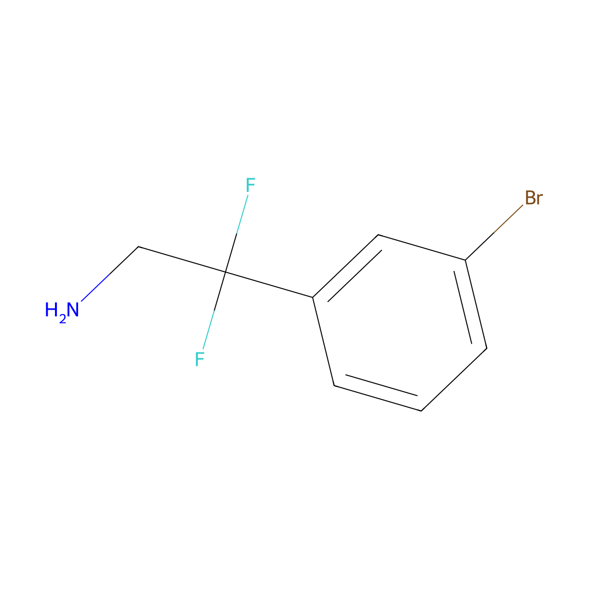 2-(3-Bromophenyl)-2,2-difluoroethan-1-amine molecular structure, CAS 1379358-49-2