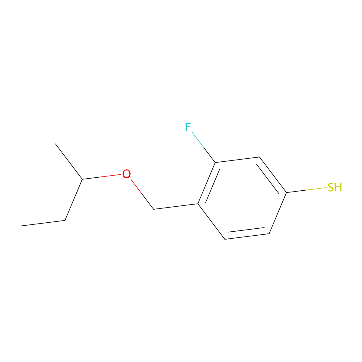 4-[(sec-Butyloxy)methyl]-3-fluorothiophenol molecular structure, CAS 1379358-54-9