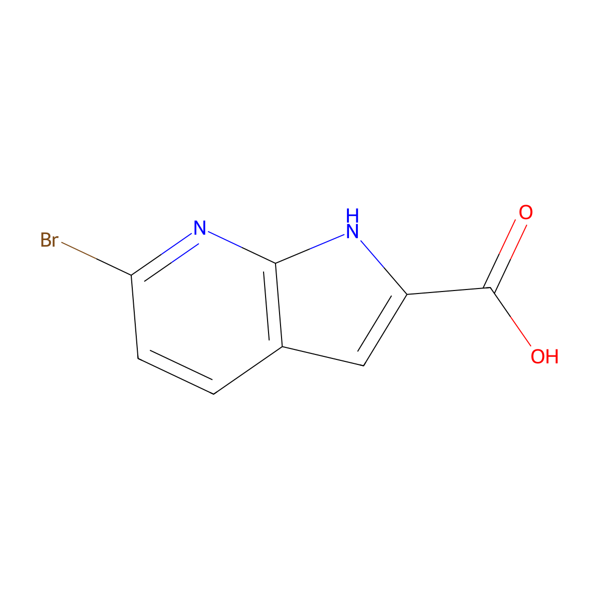 6-bromo-1H-pyrrolo(2,3-b)pyridine-2-carboxylic acid molecular structure, CAS 1379360-58-3