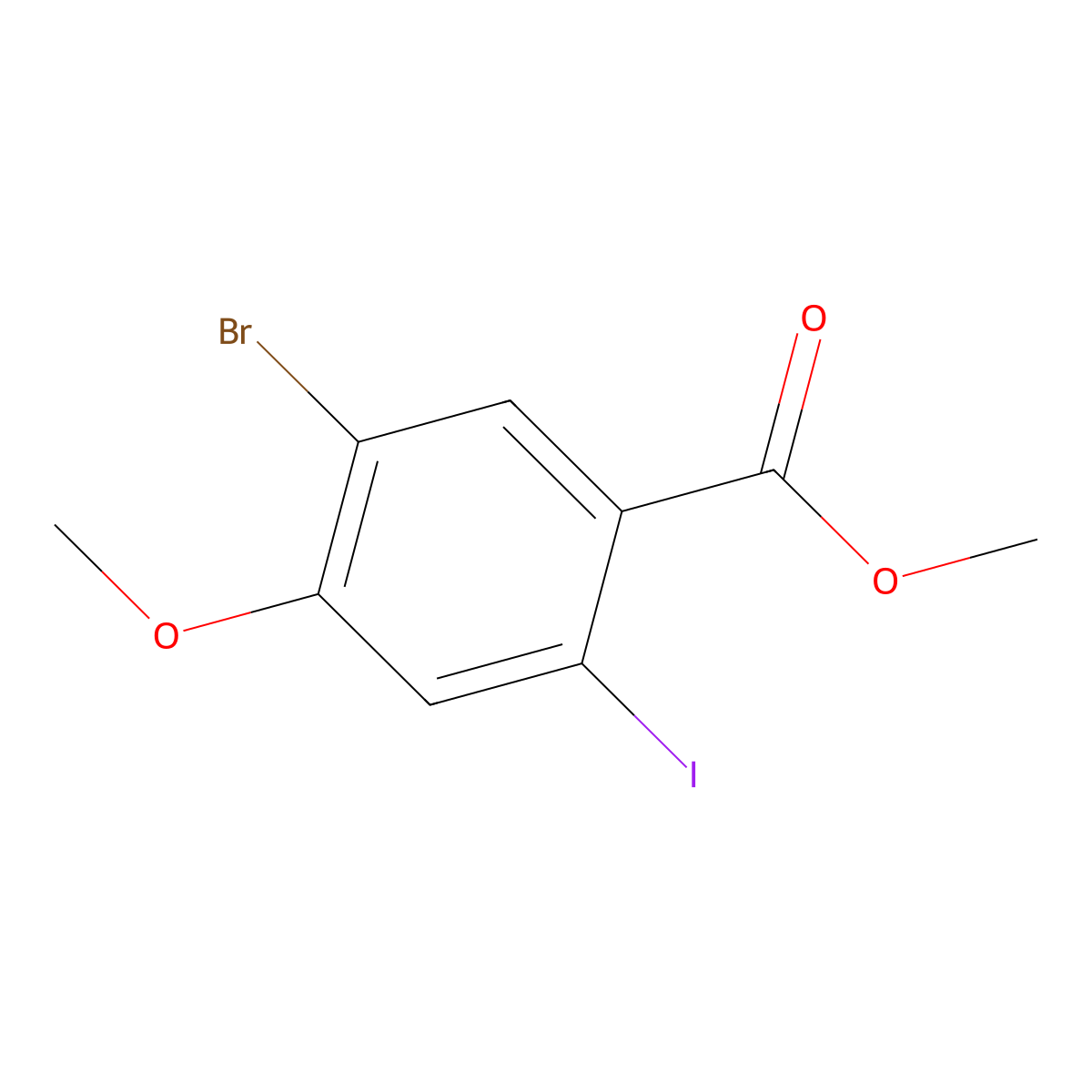 Methyl 5-bromo-2-iodo-4-methoxybenzoate molecular structure, CAS 1379361-99-5