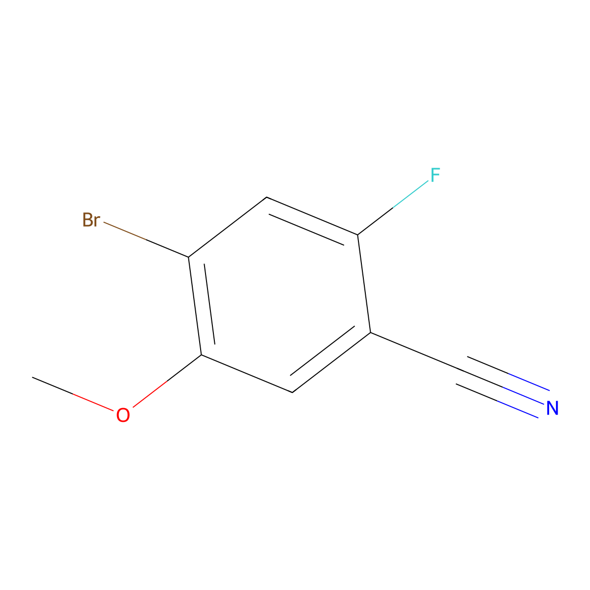 4-Bromo-2-fluoro-5-methoxybenzonitrile molecular structure, CAS 1379363-37-7