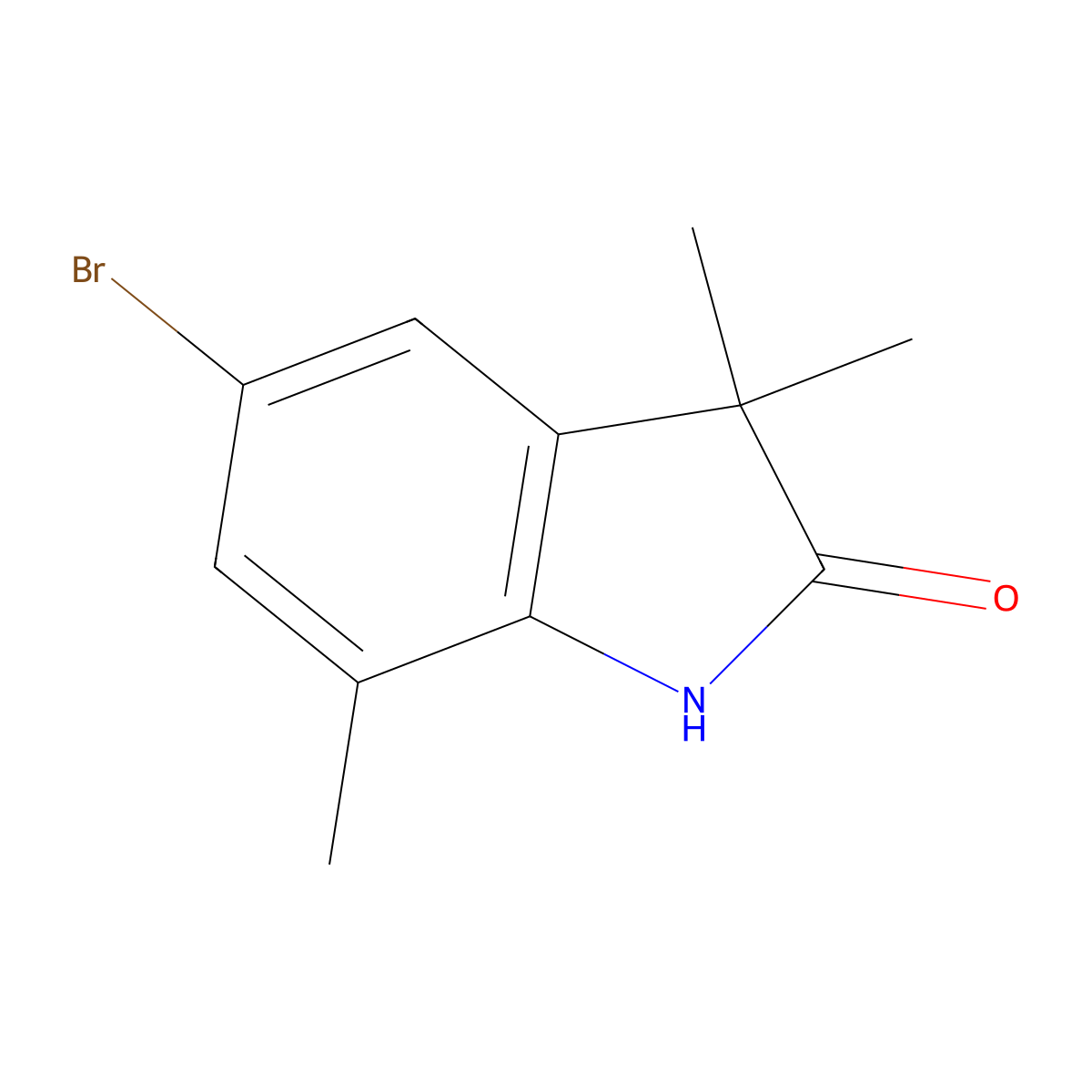 5-bromo-3,3,7-trimethyl-2,3-dihydro-1H-indol-2-one molecular structure, CAS 1379363-44-6