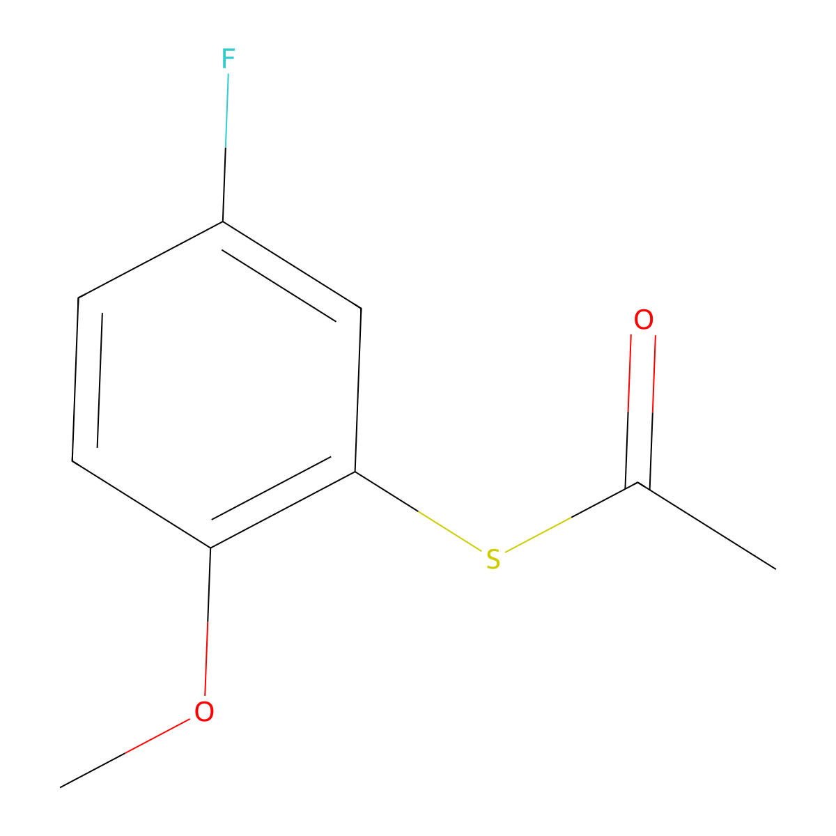 S-(5-Fluoro-2-methoxyphenyl) ethanethioate molecular structure, CAS 1379364-25-6
