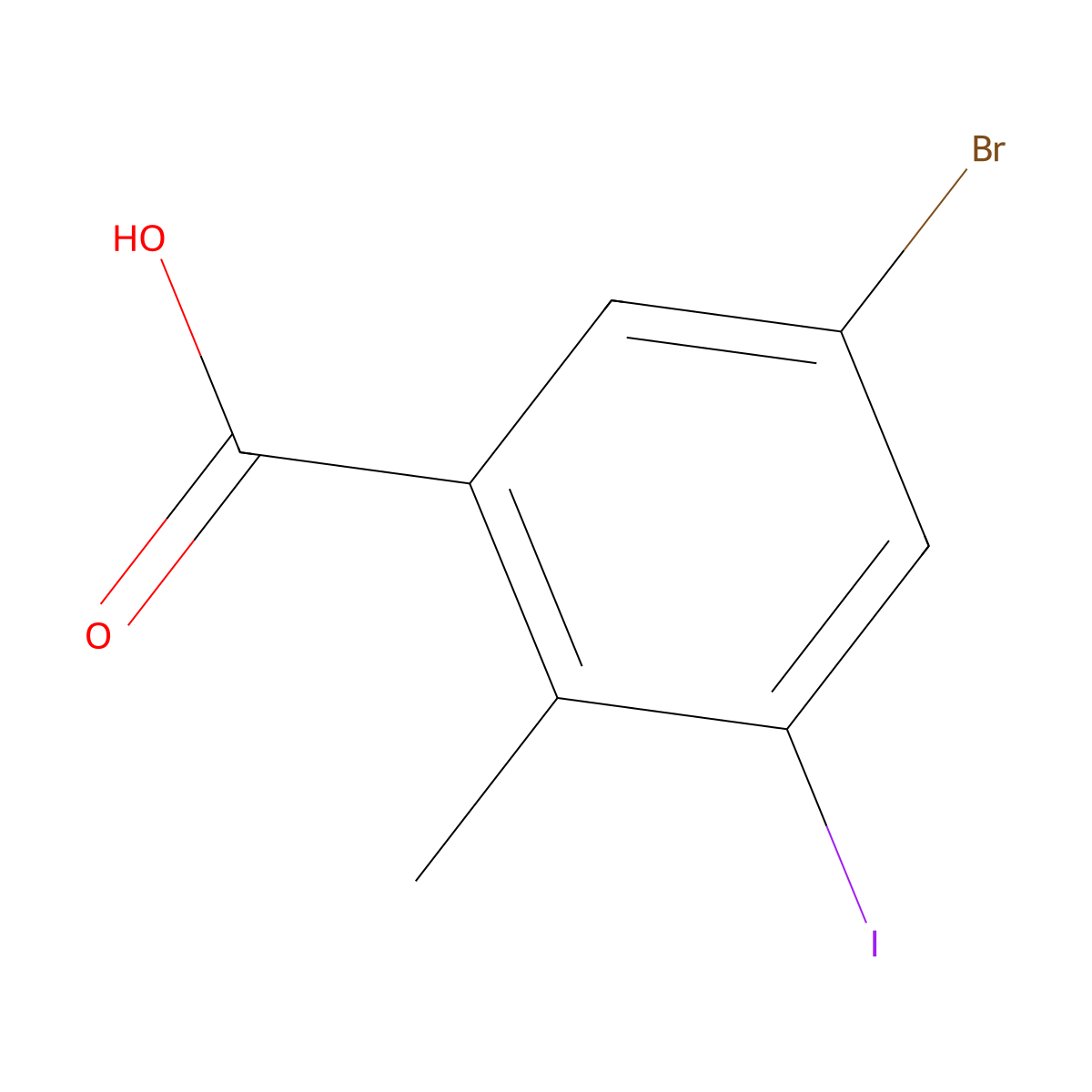 5-Bromo-3-iodo-2-methylbenzoic acid molecular structure, CAS 1379364-28-9