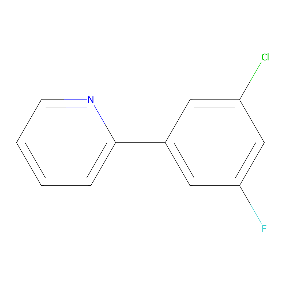 2-(3-Chloro-5-fluorophenyl)pyridine molecular structure, CAS 1379364-97-2
