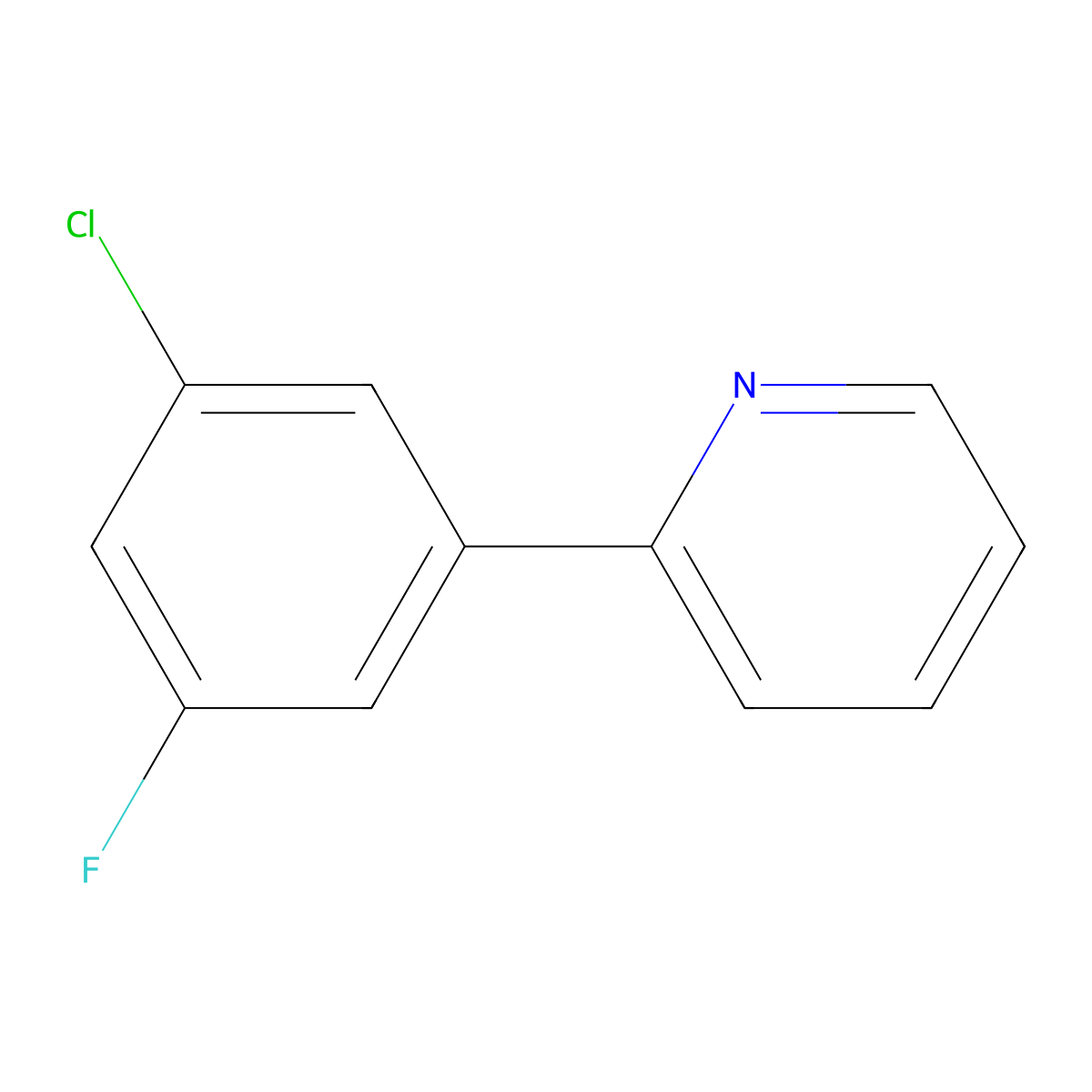2-(3-Chloro-5-fluorophenyl)pyridine molecular structure, CAS 1379364-97-2
