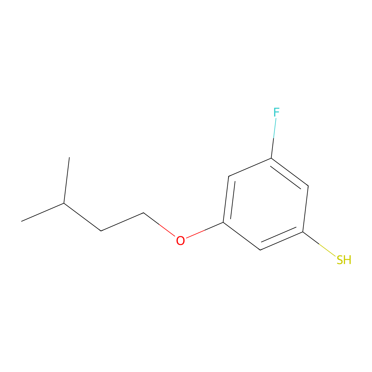 5-Fluoro-3-iso-pentoxythiophenol molecular structure, CAS 1379365-16-8
