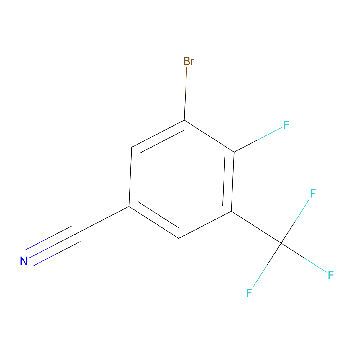 3-Bromo-4-fluoro-5-(trifluoromethyl)benzonitrile molecular structure, CAS 1379365-19-1