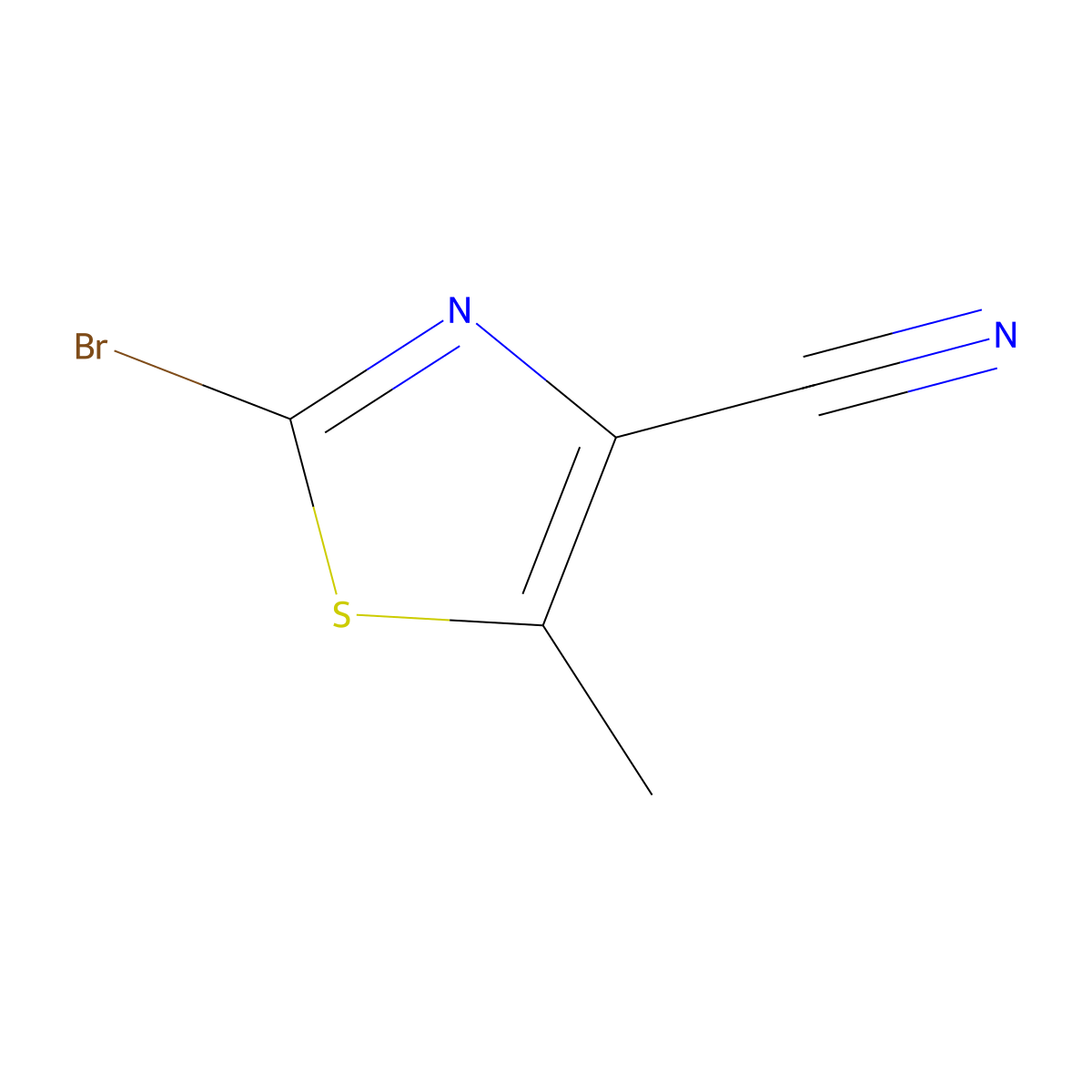 4-Thiazolecarbonitrile, 2-bromo-5-methyl- molecular structure, CAS 1379365-49-7