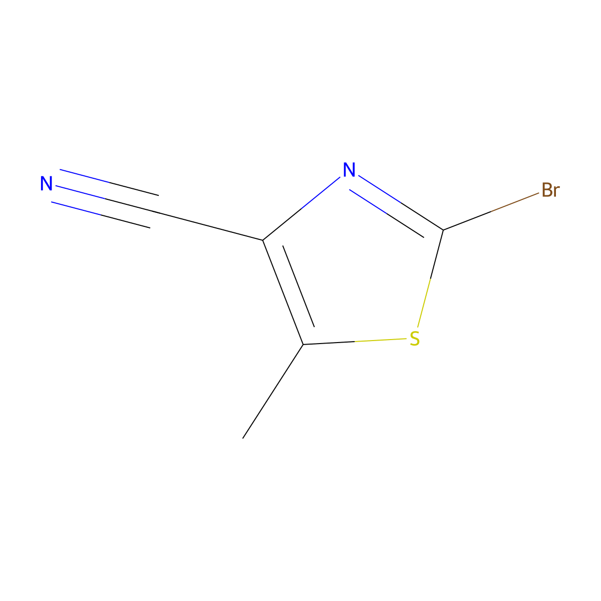 4-Thiazolecarbonitrile, 2-bromo-5-methyl- molecular structure, CAS 1379365-49-7