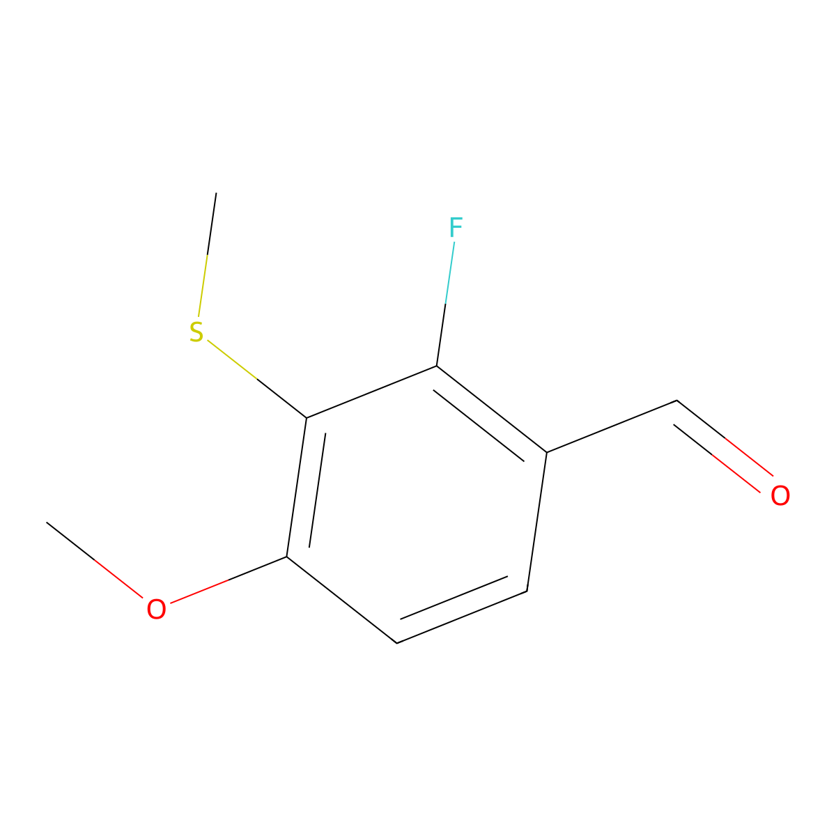 2-Fluoro-4-methoxy-3-(methylthio)benzaldehyde molecular structure, CAS 1379366-00-3