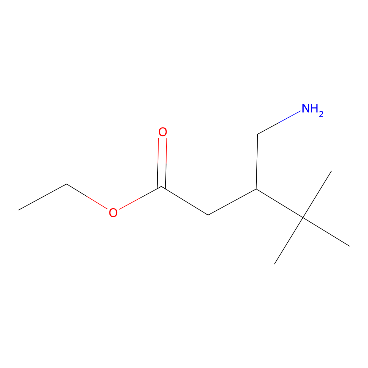 Ethyl 3-(aminomethyl)-4,4-dimethylpentanoate molecular structure, CAS 1379366-45-6