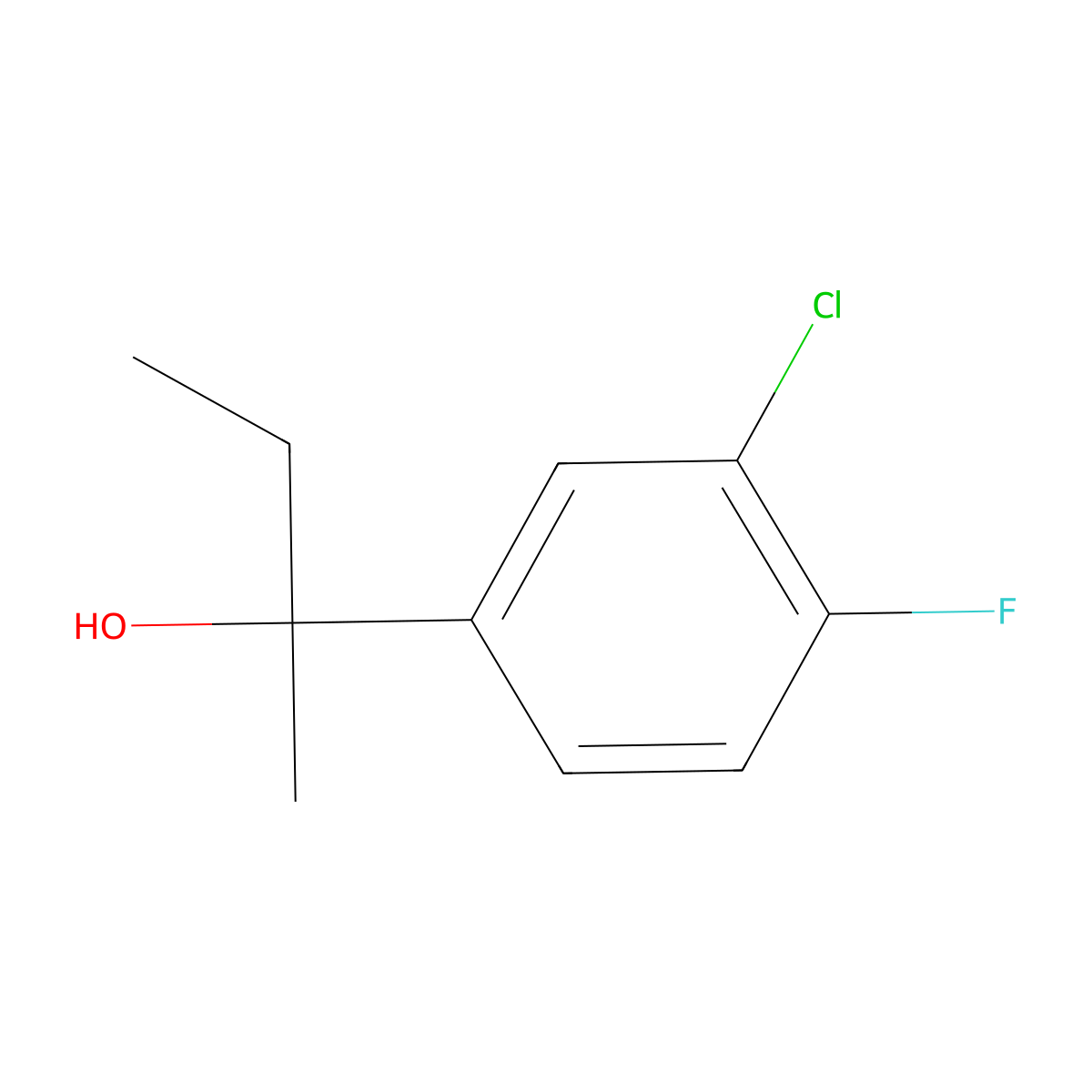 2-(3-Chloro-4-fluorophenyl)-2-butanol molecular structure, CAS 1379366-86-5
