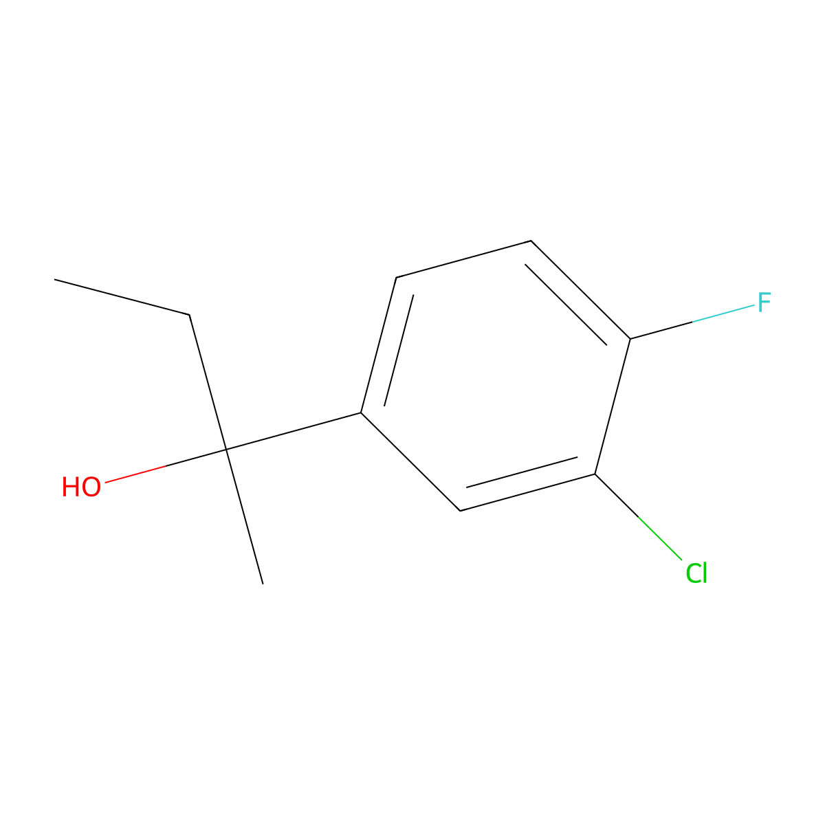 2-(3-Chloro-4-fluorophenyl)-2-butanol molecular structure, CAS 1379366-86-5