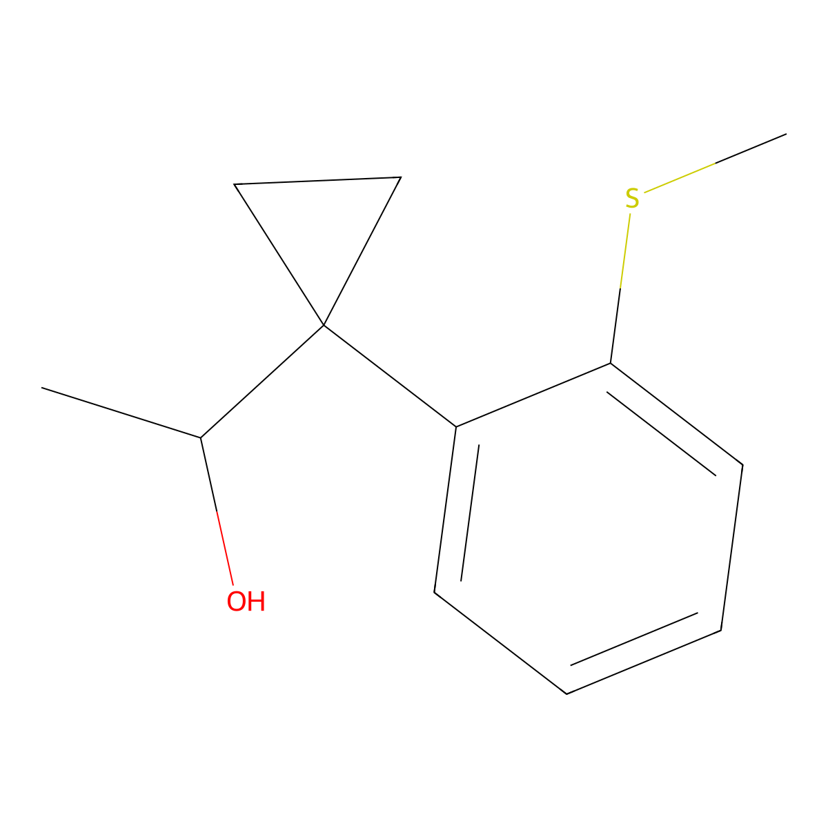 1-{1-[2-(Methylsulfanyl)phenyl]cyclopropyl}ethan-1-ol molecular structure, CAS 1379367-11-9
