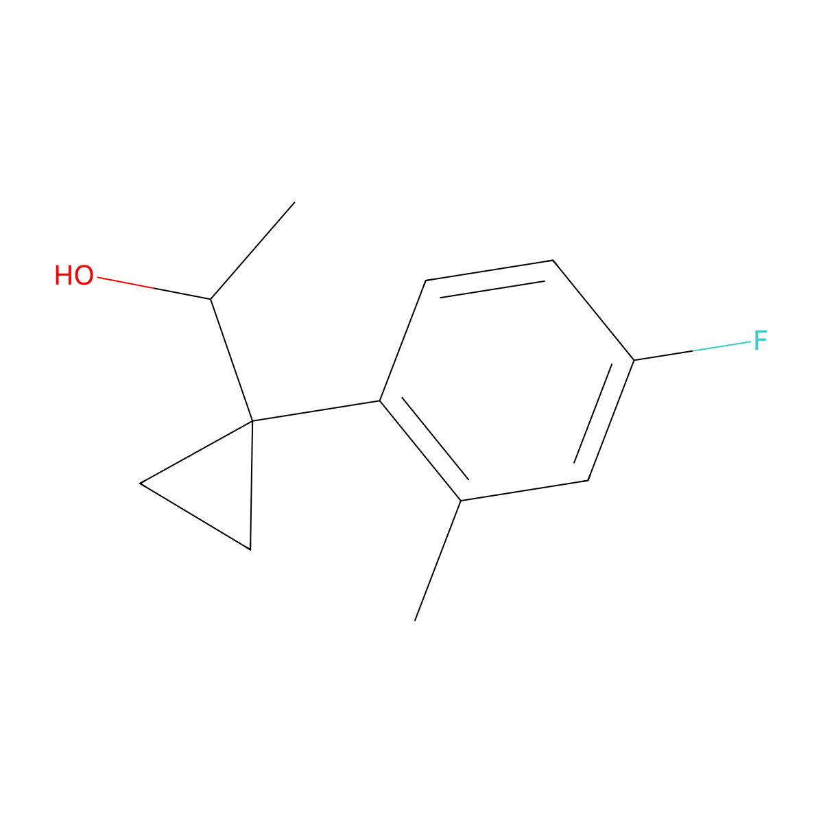 1-[1-(4-Fluoro-2-methylphenyl)cyclopropyl]ethan-1-ol molecular structure, CAS 1379367-18-6