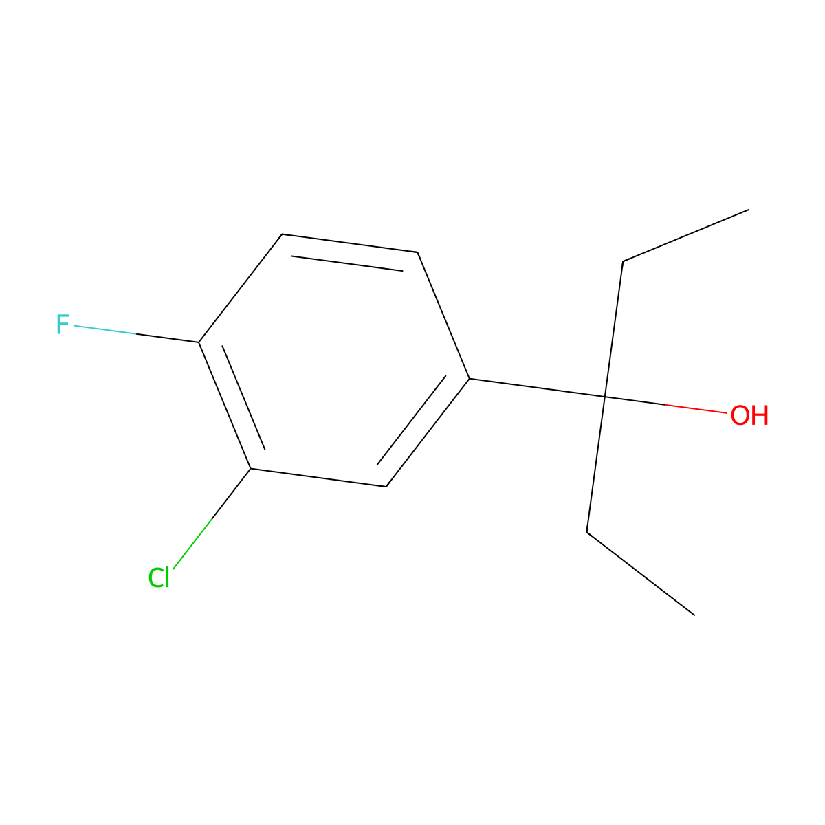 3-(3-Chloro-4-fluorophenyl)-3-pentanol molecular structure, CAS 1379367-44-8