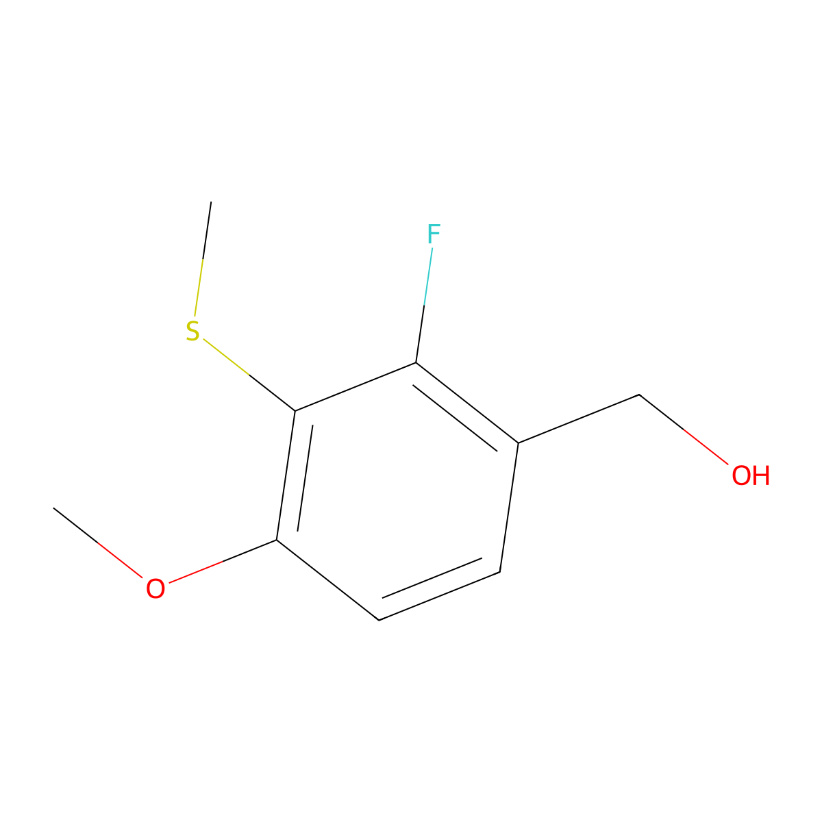 (2-Fluoro-4-methoxy-3-(methylthio)phenyl)methanol molecular structure, CAS 1379367-88-0