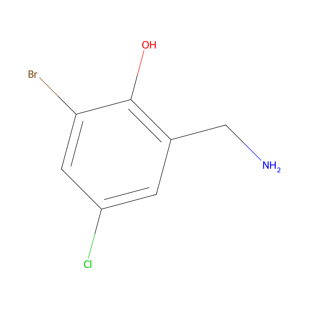 2-(Aminomethyl)-6-bromo-4-chlorophenol molecular structure, CAS 1379368-41-8