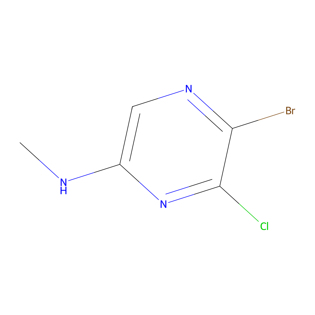 5-bromo-6-chloro-N-methylpyrazin-2-amine molecular structure, CAS 1379368-52-1