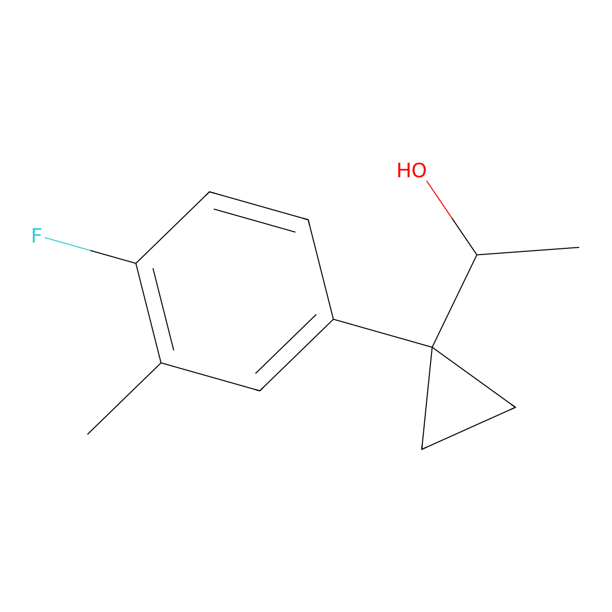 1-[1-(4-Fluoro-3-methylphenyl)cyclopropyl]ethan-1-ol molecular structure, CAS 1379369-16-0