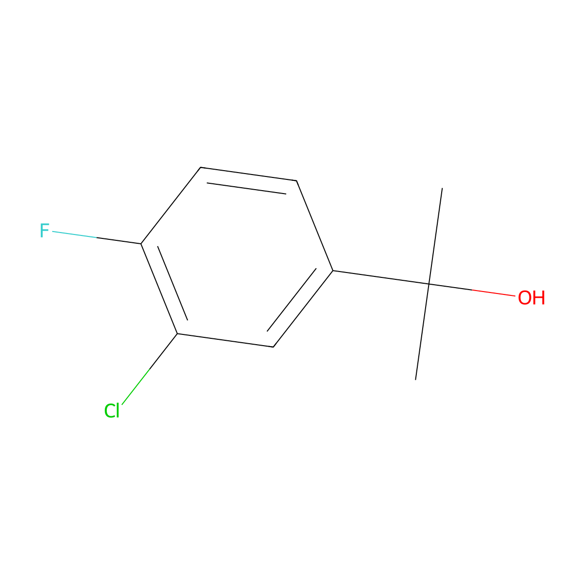 2-(3-Chloro-4-fluorophenyl)propan-2-ol molecular structure, CAS 1379369-29-5