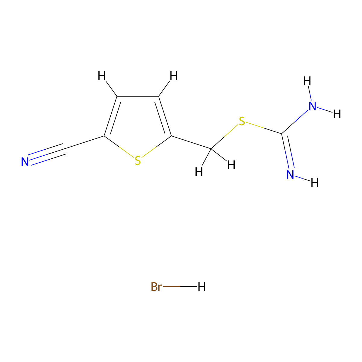 (5-Cyano-2-thienyl)methyl imidothiocarbamate hydrobromide molecular structure, CAS 1379369-47-7