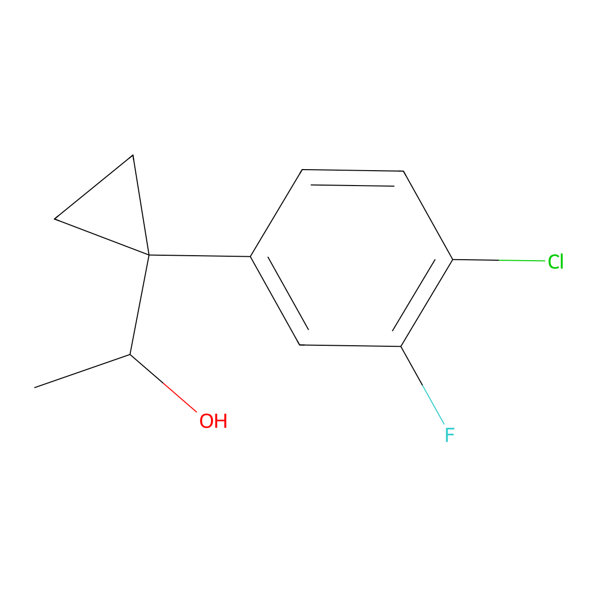 1-[1-(4-Chloro-3-fluorophenyl)cyclopropyl]ethan-1-ol molecular structure, CAS 1379369-71-7