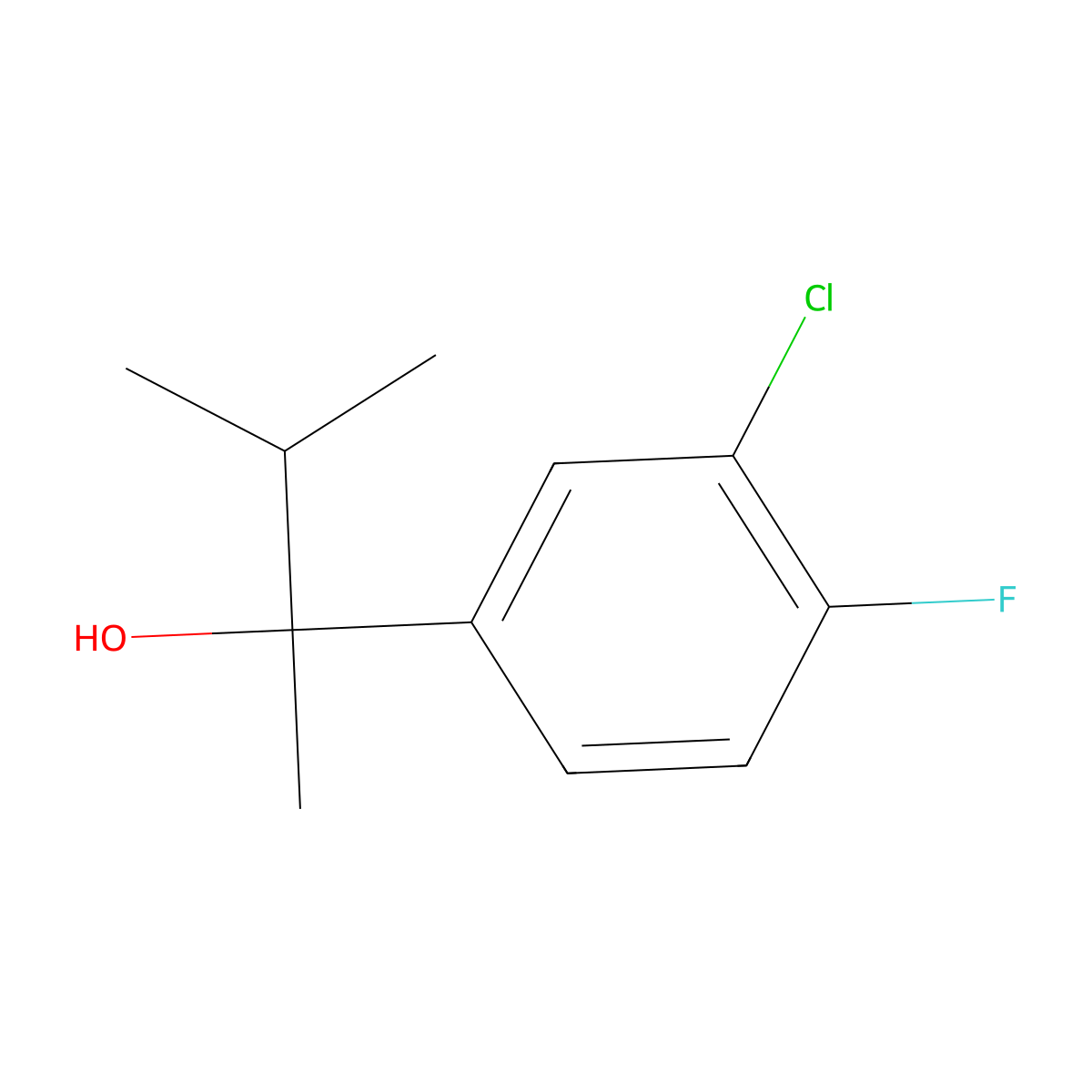2-(3-Chloro-4-fluorophenyl)-3-methyl-butan-2-ol molecular structure, CAS 1379369-77-3