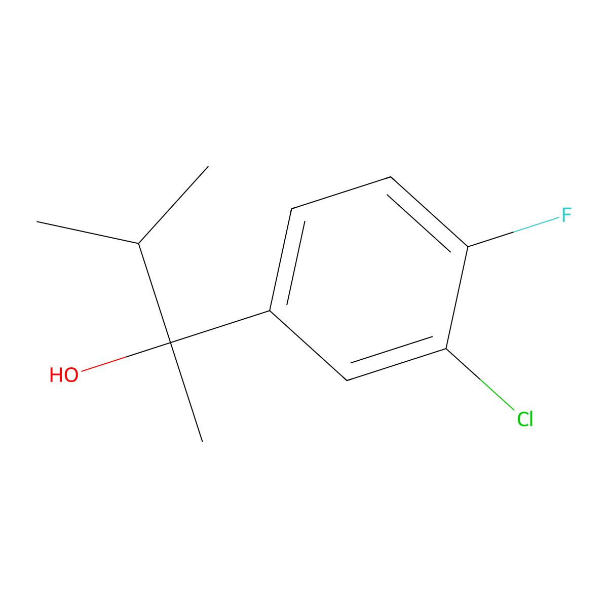 2-(3-Chloro-4-fluorophenyl)-3-methyl-butan-2-ol molecular structure, CAS 1379369-77-3