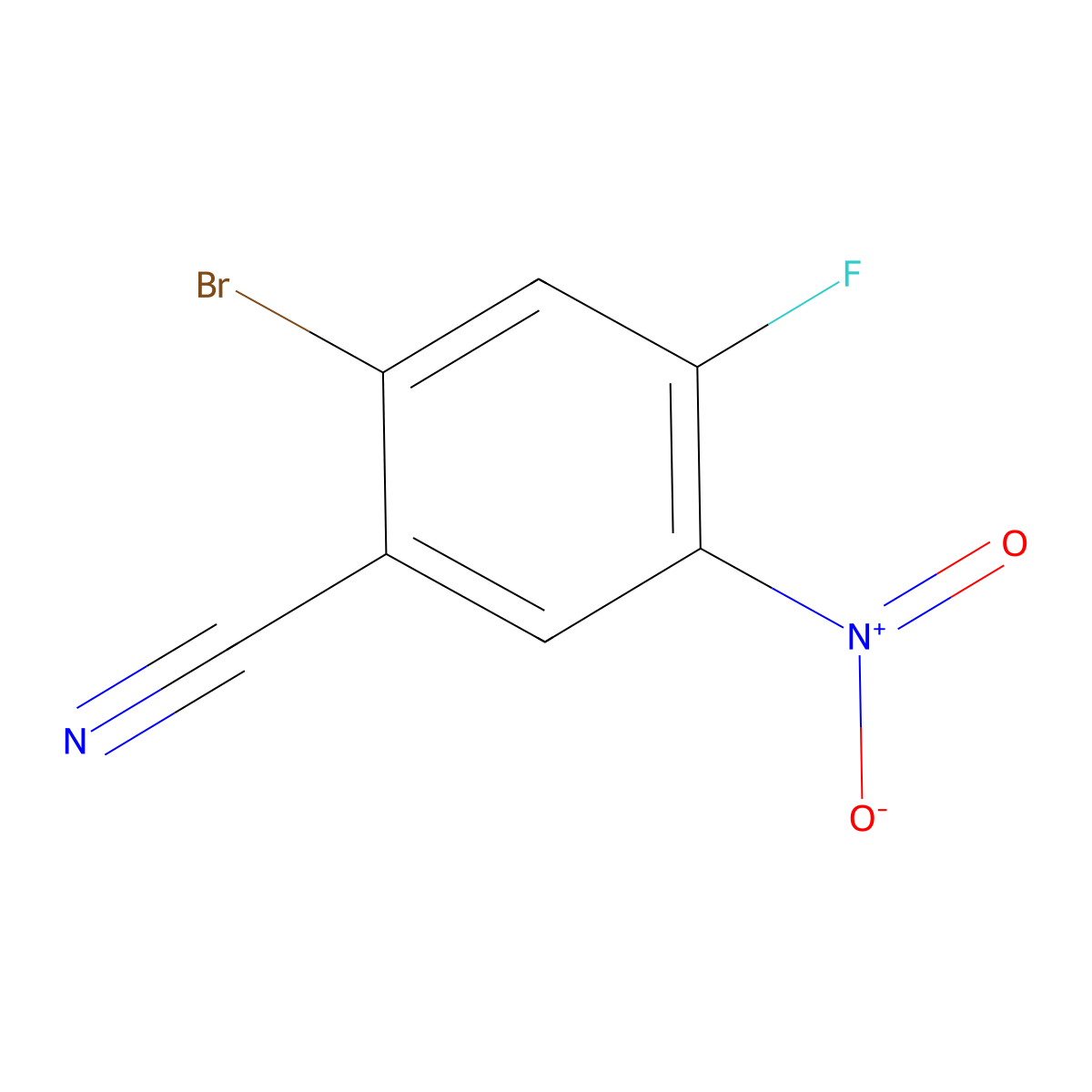 2-Bromo-4-fluoro-5-nitrobenzonitrile molecular structure, CAS 1379371-66-0