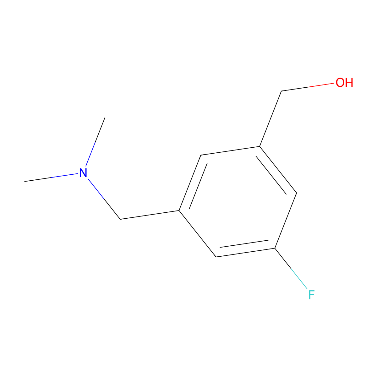 (3-((Dimethylamino)methyl)-5-fluorophenyl)methanol molecular structure, CAS 1379375-33-3