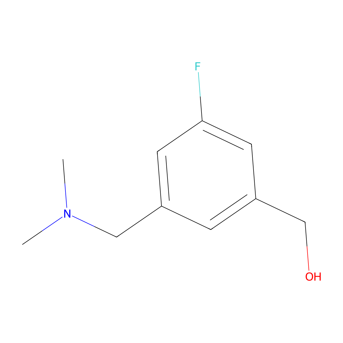 (3-((Dimethylamino)methyl)-5-fluorophenyl)methanol molecular structure, CAS 1379375-33-3
