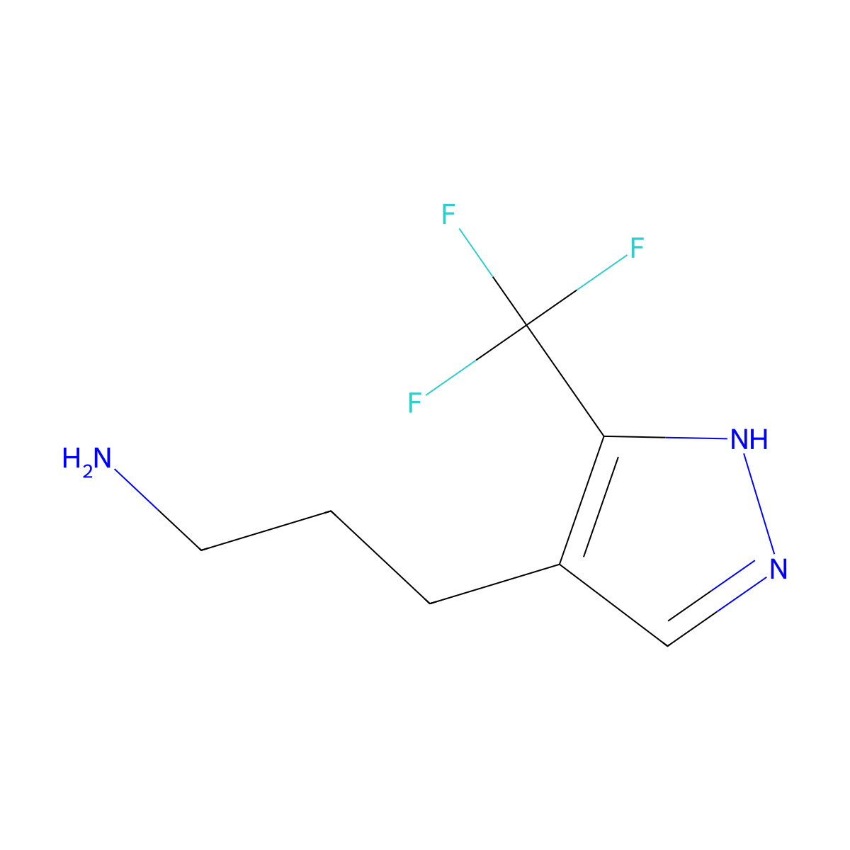 3-[3-(trifluoromethyl)-1H-pyrazol-4-yl]propan-1-amine molecular structure, CAS 1379377-13-5