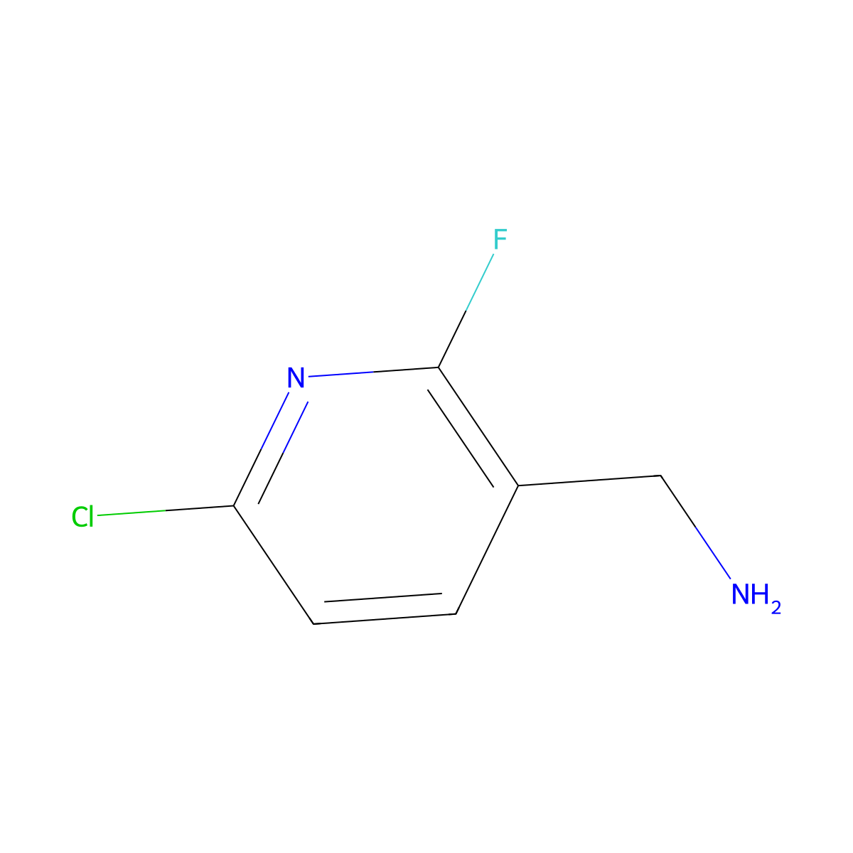 (6-Chloro-2-fluoropyridin-3-yl)methanamine molecular structure, CAS 1379379-36-8
