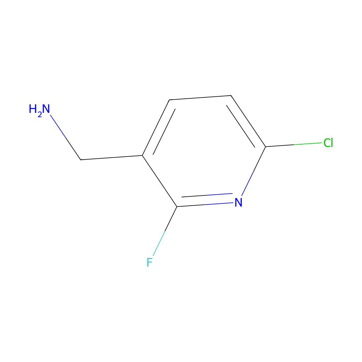 (6-Chloro-2-fluoropyridin-3-yl)methanamine molecular structure, CAS 1379379-36-8